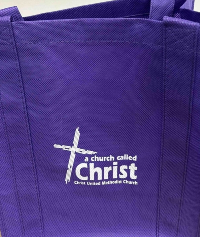 Christ United Methodist Church Deep purple tote bag with white screen print reading - a church called Christ - Christ United Methodist Church